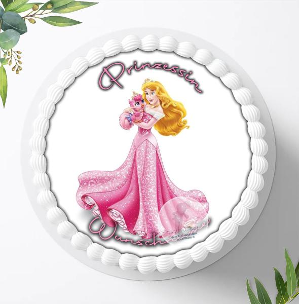 Prinzessin Dornröschen Aurora mit Wunschname, Tortenaufleger Ø 20cm, 0313z